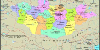 Fysisk kart over Mongolia