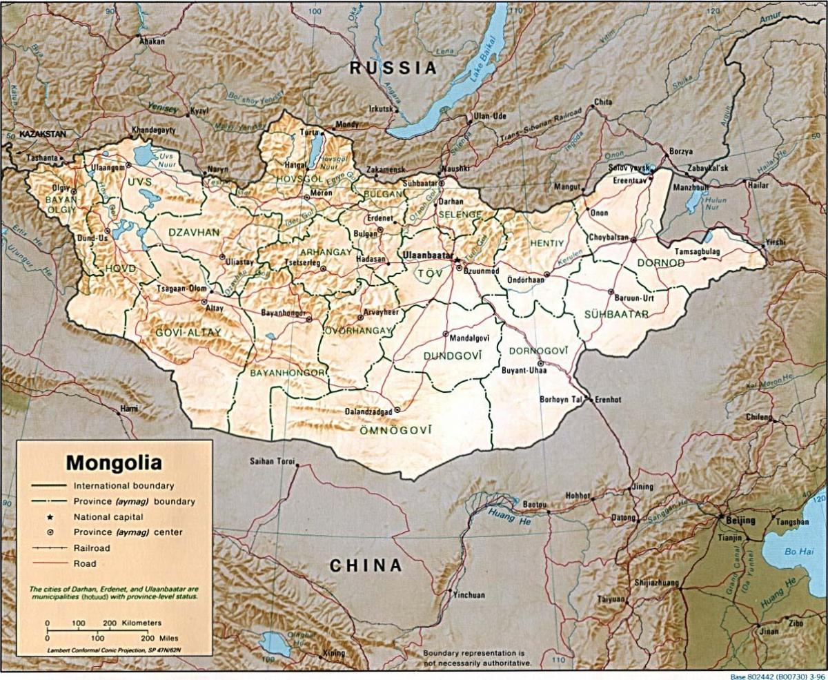 Mongolia geografiske kart