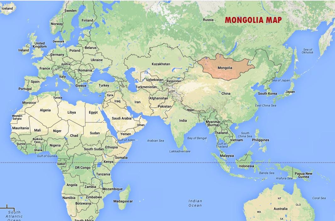verdenskart som viser Mongolia