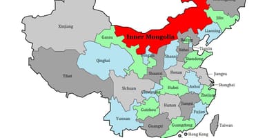 Kart over regionen Mongolia
